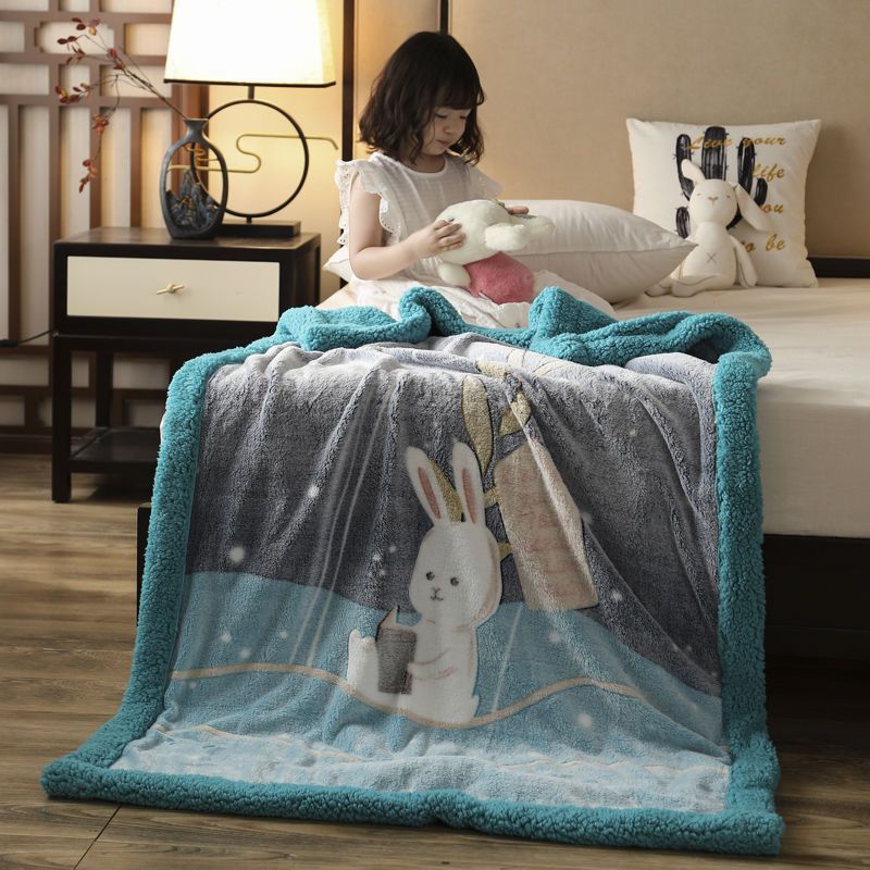 Children's Blanket Double-Layer Thickeneded Winter Lamb Velvet Quilt Kindergarten Nap Baby Baby Coral Velvet Blanket