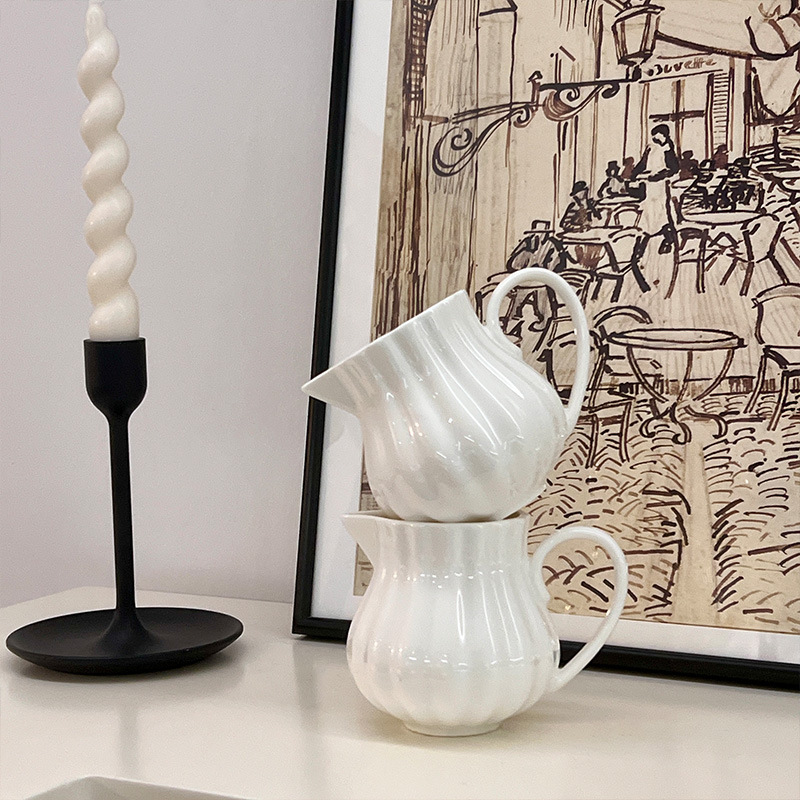 Spot New ins Pearl Light-sensitive Milk Pot Pumpkin Milk Pot Ceramic Small Milk Pot Coffee Utensils Creative Milk Pot