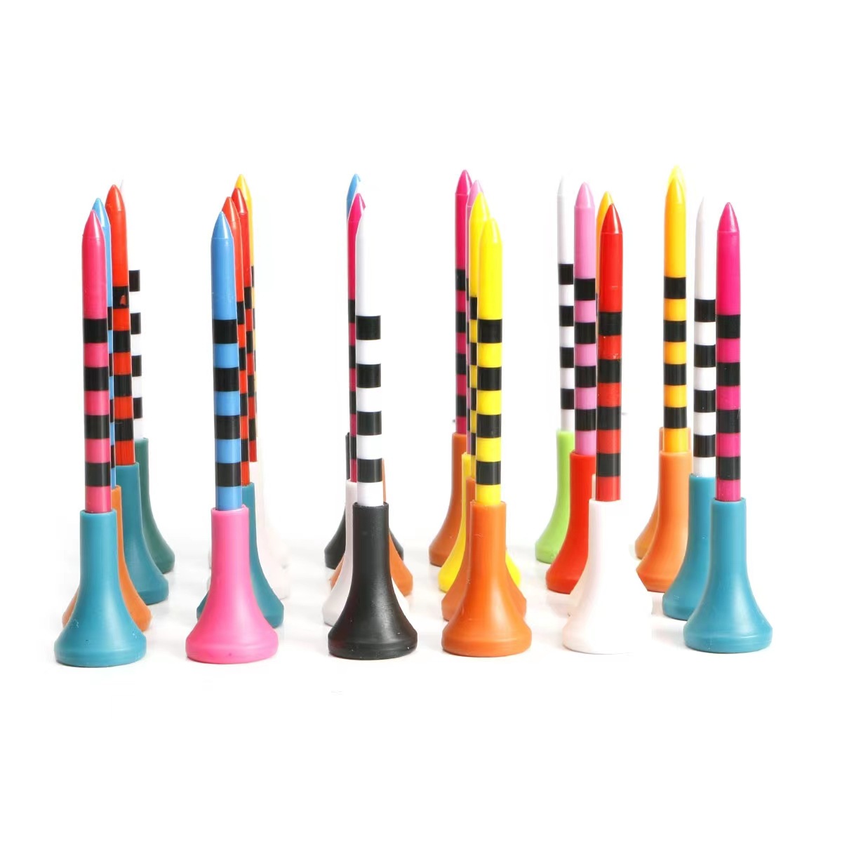 New golf nail TEE plastic TEE soft rubber sleeve striped ball nail length color ball drag 70mm/83mm