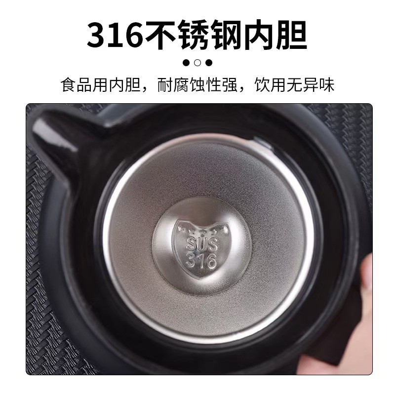 316 Stainless Steel Stew Teapot 1000ml Household Large-Capacity Insulated Water Kettle Outdoor Tea Water Separation Portable Teapot