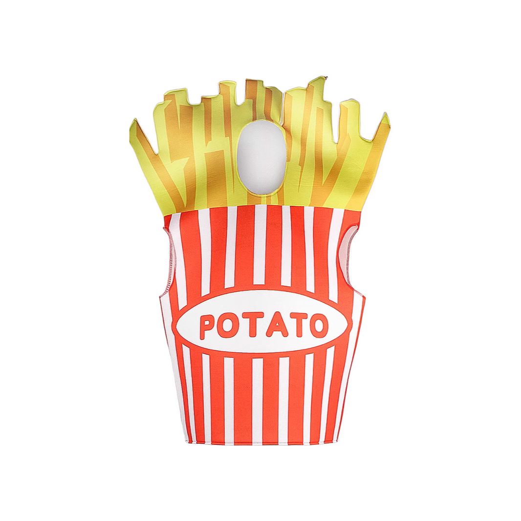 Костюмы для косплея на Хэллоуин, смешные, картошка фри, для взрослых и детей, родитель-ребенок