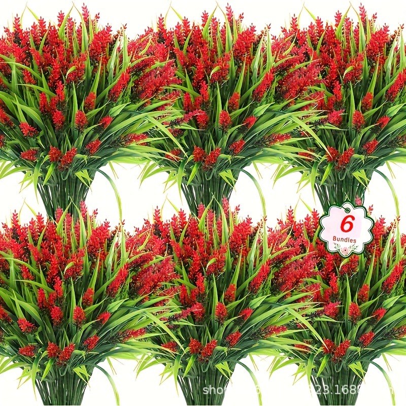 Outdoor Artificial Green Plants Lavender Fake Flower Bunch Home Decoration Artificial Spring Grass Lavender Flower Monkey Grass