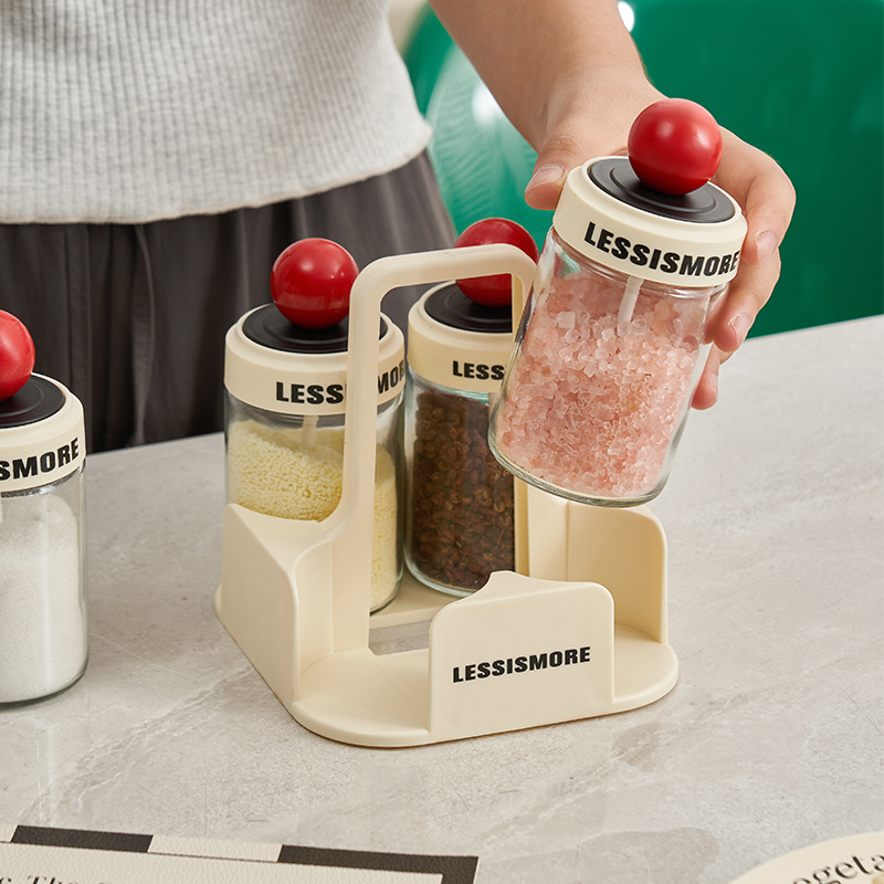 Multi-functional combination storage box condiment condiment storage rack non-perforated suit condiment wall-mounted kitchen salt pitcher