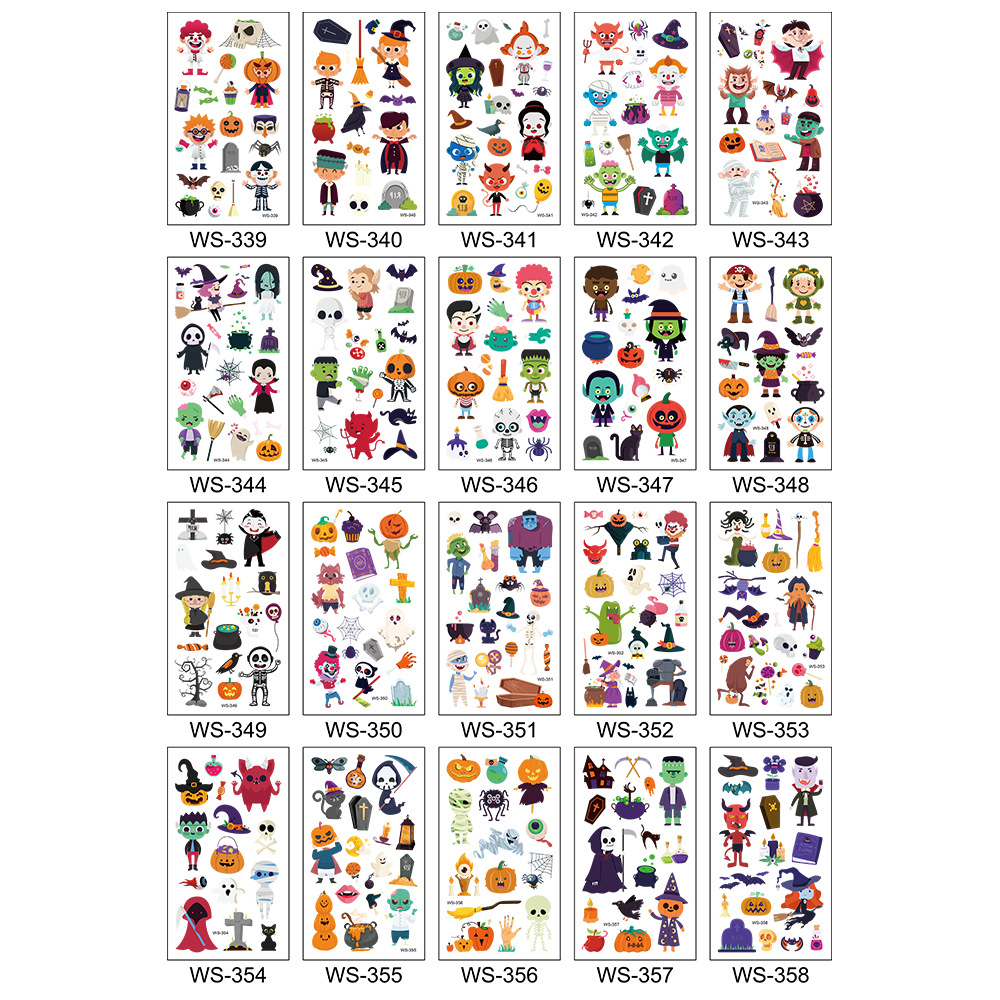 in stock Children's Cartoon Halloween Tattoo Sticker Waterproof Sweatproof Party Party Gift Funny Fun Temporary Sticker