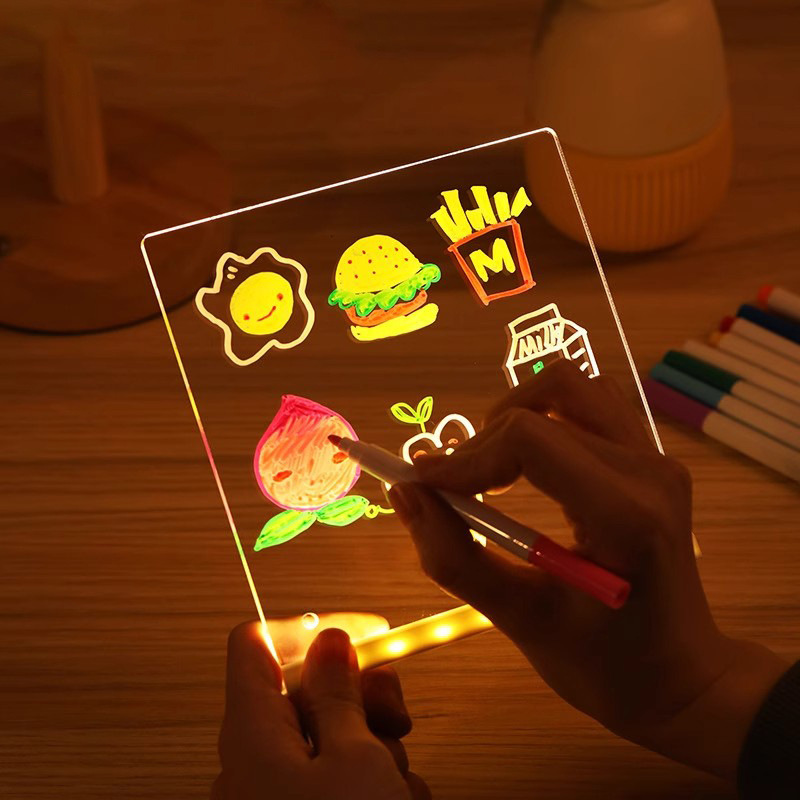 Cross-Border DIY Kidsren's Painting Luminous Drawing Board Erasable Blackboard Night Market Stall Billboard Acrylic Drawing Board