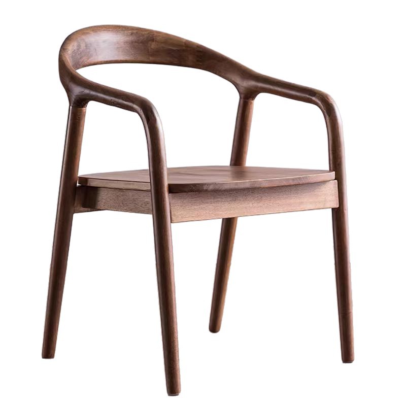 Nordic Solid Wood Dining Chair, Home-Use Backrest Chair, Walnut Comfortable Chair, Simple Armchair, Retro Meeting Desk Chair