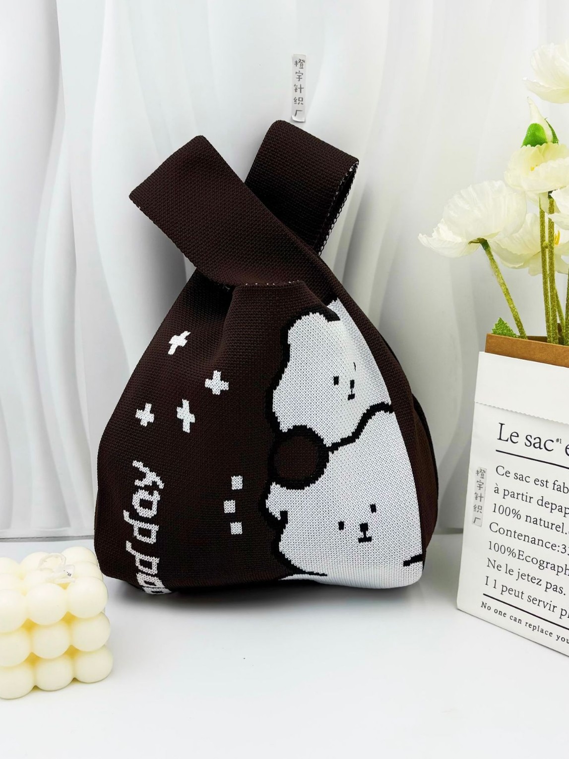 2025 Spring New Korean Knitted Hand Bag Daily All-match Waler Wrist Bag 3.8 Festival Gift Flower Bag