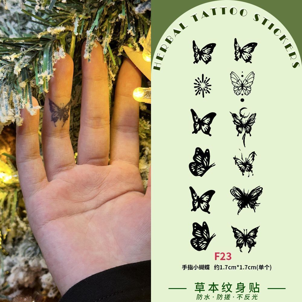 Finger Butterfly Cute Little Pattern Herbal Juice Tattoo Sticker Waterproof Anti-Rubbing Non-Reflective Semi-Permanent High-End Sense