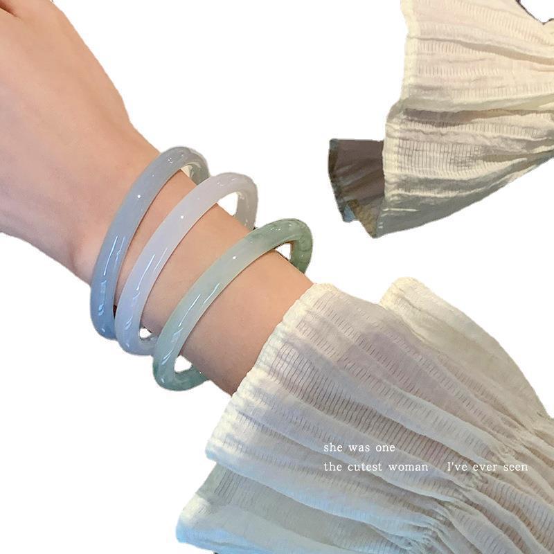 One-Step-At-A-Time Bracelet Imitation Glass Jade Bracelet Women's Jade Bracelet New Chinese Style National Style Hand Jewelry Niche Bracelet Bracelet