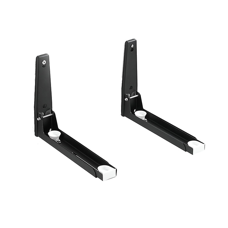 Black retractable microwave oven rack 304 stainless steel oven bracket invisible folding kitchen rack wholesale