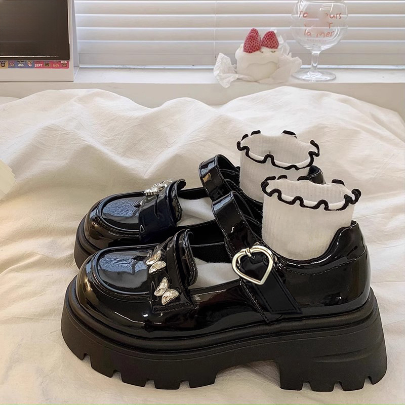 2025 Spring and Autumn New Girls' Leather Shoes for Older Children, Soft Sole Casual Shoes for Students, Performance Black Leather Shoes, Internet Celebrity Trendy Style