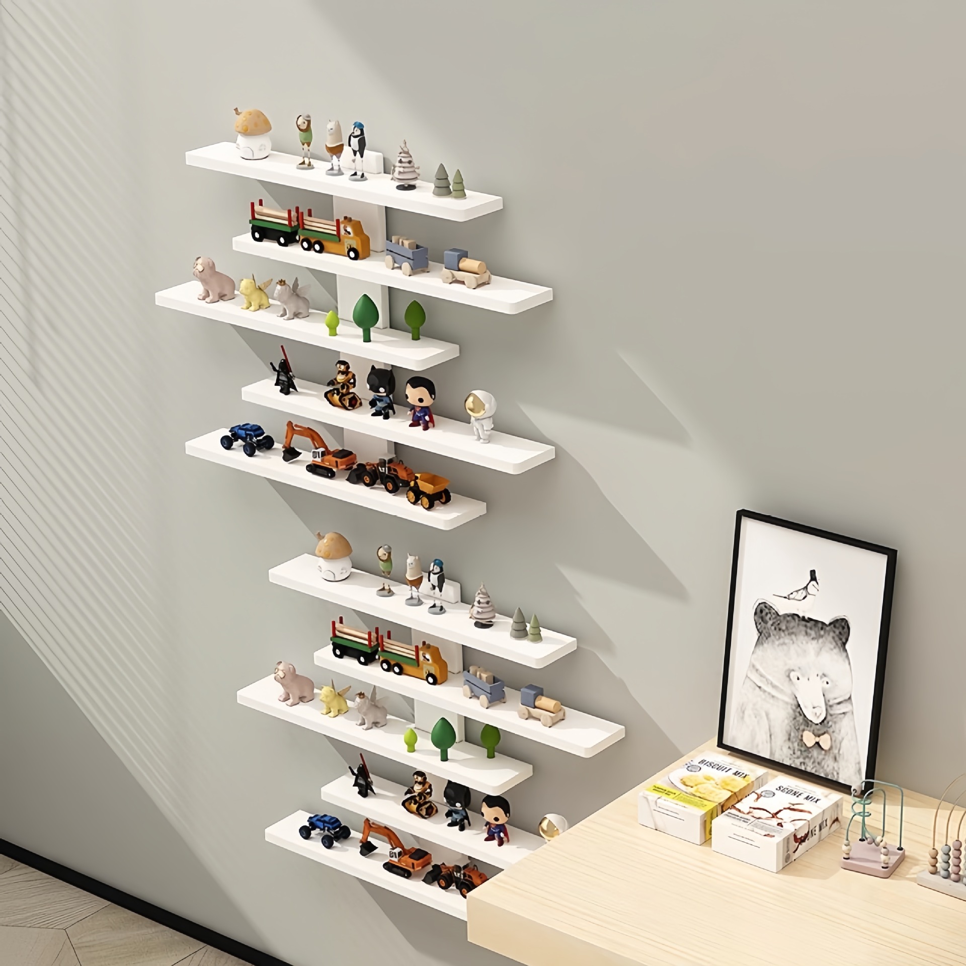 Cross-Border Wall-Mounted Shelves, Multi-Layer Wall Organizer, Figurine Display Rack, Blind Box Display Rack, Wall-Mounted Rack