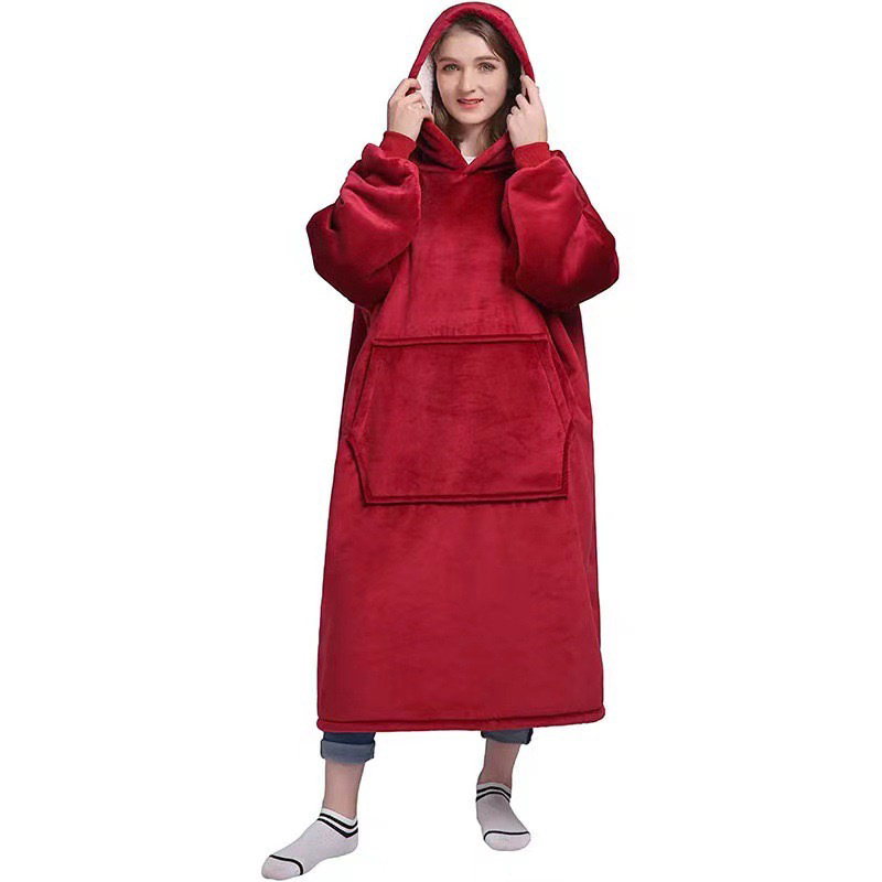 European and American Lazy Blanket New Long Lazy Pullover TV Blanket Flannel Pajamas Hooded 120 Long