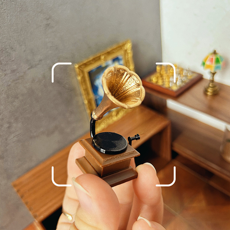 Honghao Direct Supply ob11 Miniature Model with Scene Doll House Accessories Retro Mini Phonograph Ornaments B126