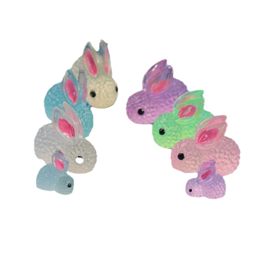 Resin Artificial Luminous Rabbit Cute Cartoon Kidsren's Trendy Creative Luminous Keychain Accessories Play House Ornaments