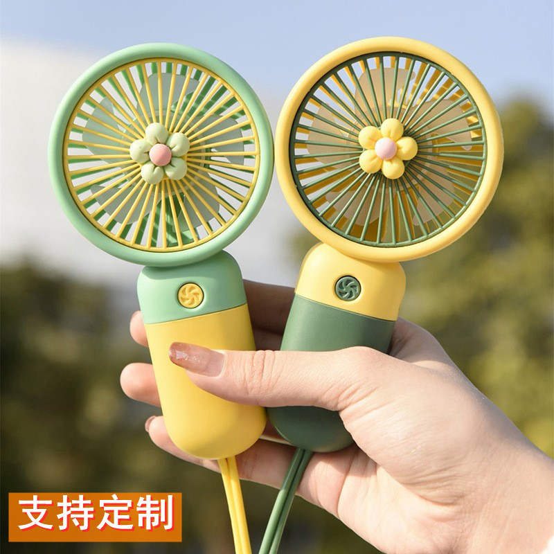 Cross-Border Popular Handheld Small Fan Small Flower Cartoon USB Desktop Mini Portable Fan Student Gift Wholesale