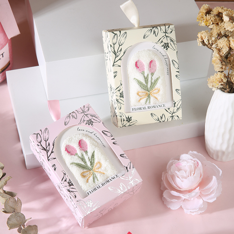Tulip Embroidered Towel Souvenir Single Product Wedding Bridesmaid Female Practical Small Gift Children's Day Event Small Gift