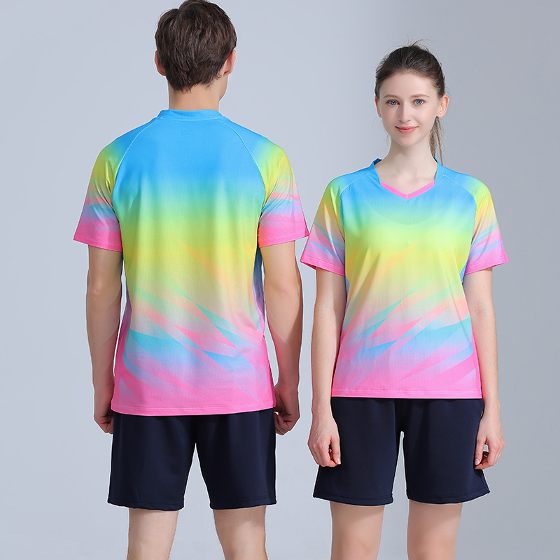 New Full Body Printing Badminton Suit Top in stock Printing Quick-drying Tennis Table Tennis Suit Competition Training T-shirt Batch