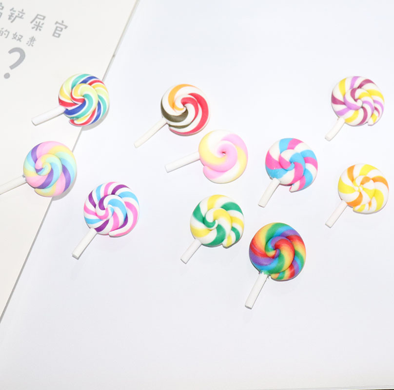soft pottery rainbow lollipop simulation food play diy candy decoration cake decoration accessories colorful cartoon plug-in