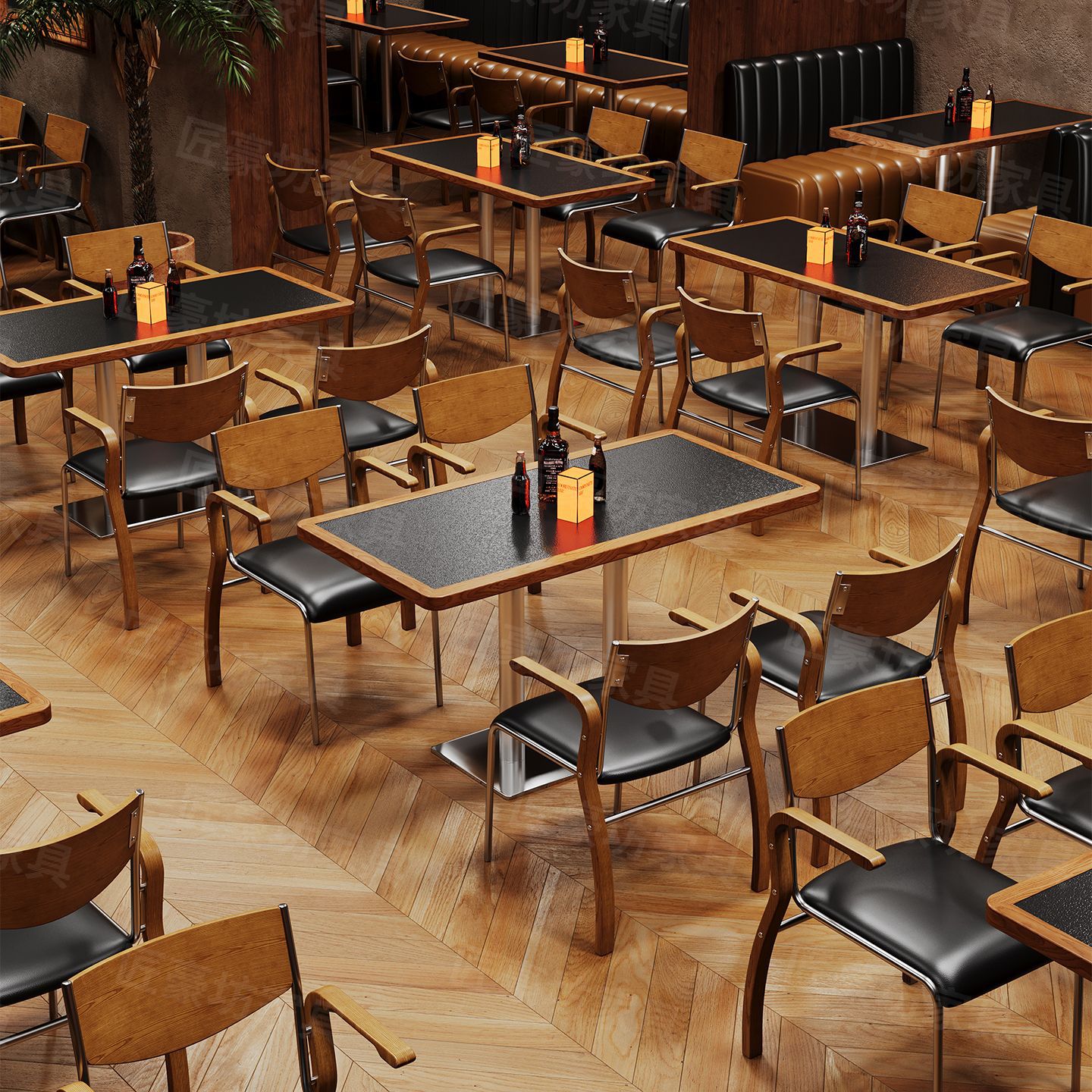 Американские ретро столы и стулья для таверны, комбинация стола и стульев для ресторана, музыкальный бар, кафе