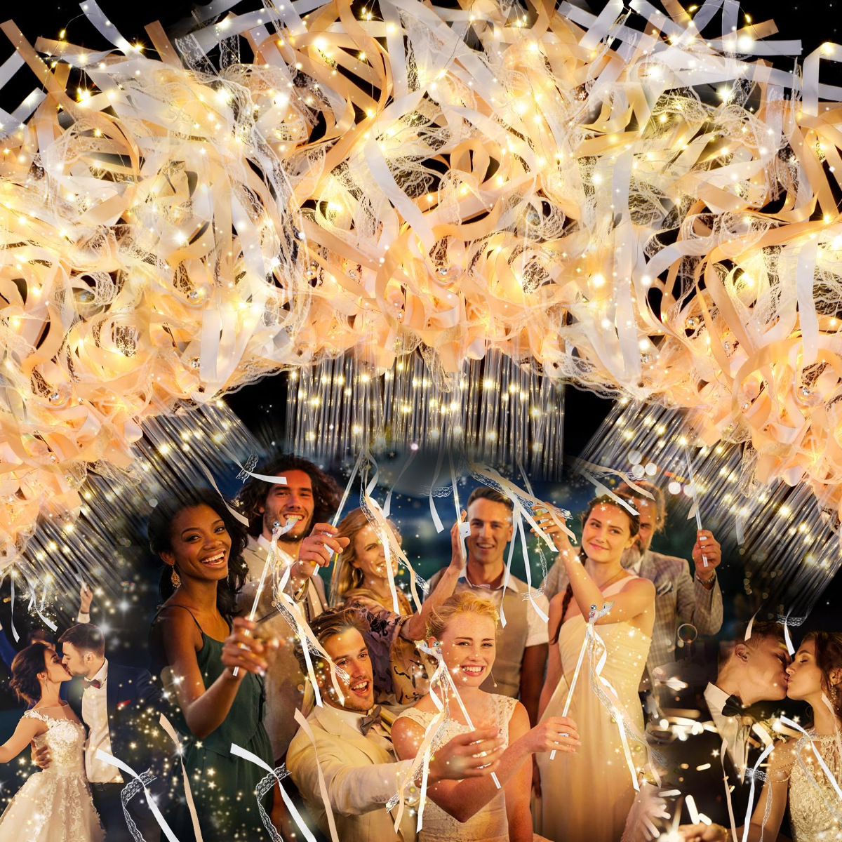 Алиэкспресс Кросс-Бордерные Светодиодные Свадебные Светящиеся Ленты Палка Атрибуты Вечеринки Светящаяся Палка Блестящая Лента Светящаяся Ручная Палка