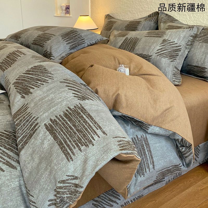 Класс A, 200 нитей, утолщенный, 100% хлопок, четырехпредметный набор, чистый хлопок, одноразовое покрывало, постельные принадлежности для общежития, трехпредметный набор