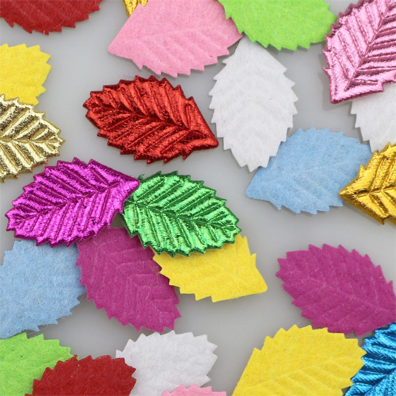 2.8cm Hot Stamping Cloth Leaves Jewelry Accessories DIY Holiday Home Handmade Decorative Material Doll Accessories Accessories