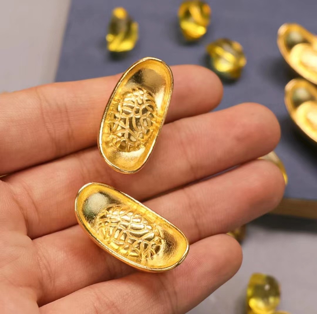 Creative Home Furnishings Alloy Solid Small Ingot Pressure Cylinder Decoration Gold-Plated Alloy Ingot Silver-Plated Ingot Office Display