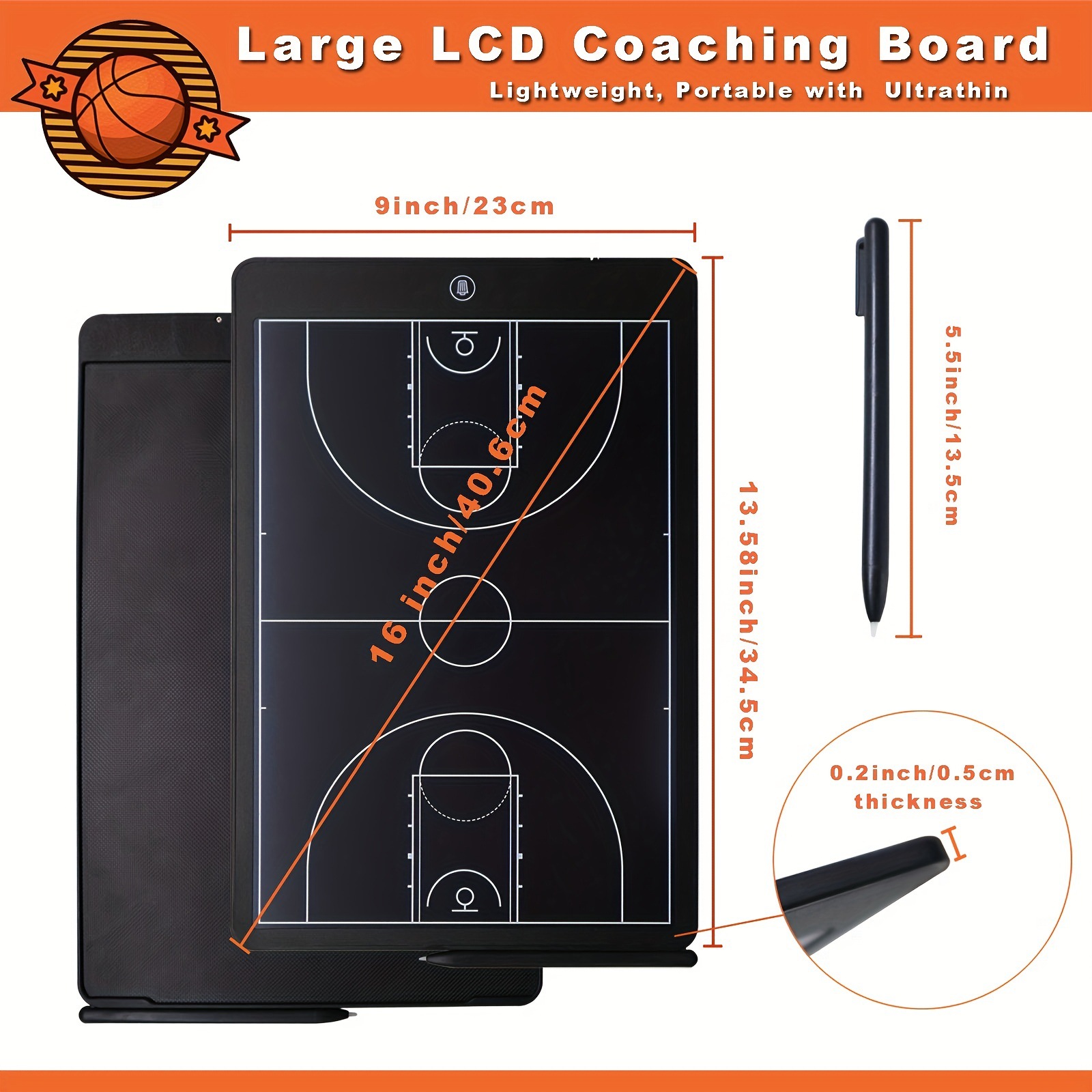 16 inch sports LCD writing board basketball coach board tactical simulation mark LCD electronic drawing board