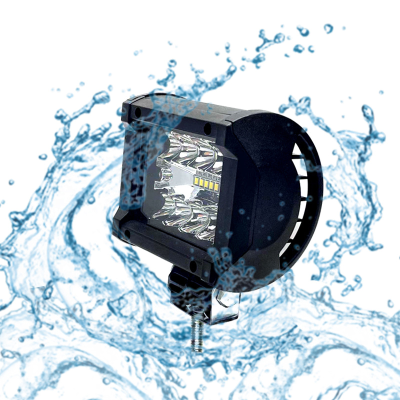 Car LED work lights 4 inch 60W three-row condenser external lights three-eye off-road vehicle modified spotlight plastic