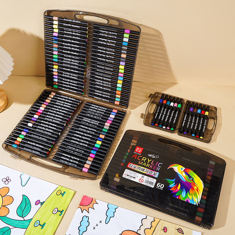 Little Black Box Soft-Head Acrylic Marker Pen for Primary School Students Art Opaque Color Stackable Kidsren's Watercolor Pen DIY Painting