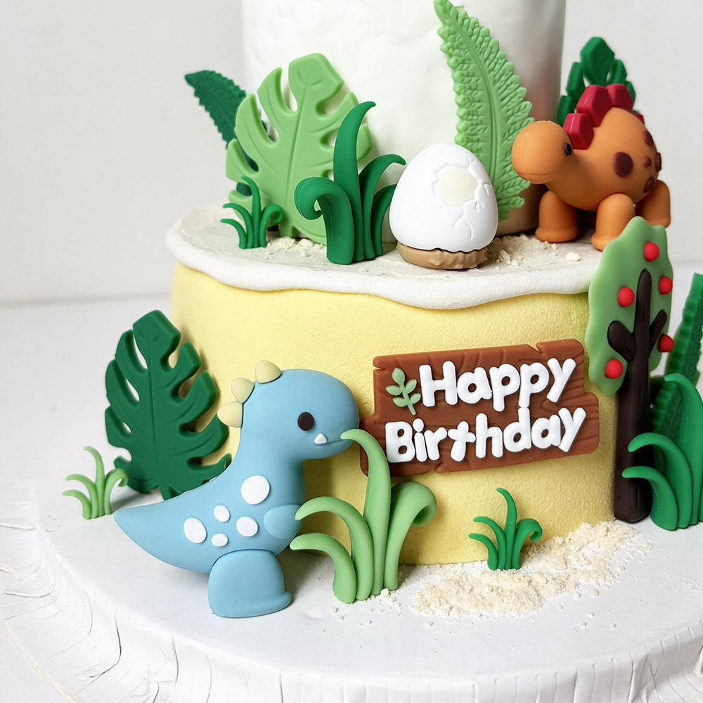 Soft Glue Baking Cake Decoration Ornaments Dinosaur Forest Leaves Fruit Tree Dinosaur Egg Grass Volcano Soft Glue Plug-In