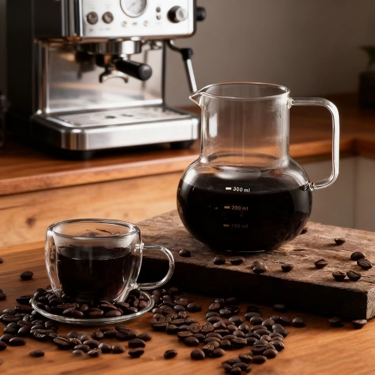 Термостойкий высокобorosilicate стеклянный чайник, ручной заварки с висячим ухом, домашний кофейный сосуд для совместного использования, кофейник с ручкой