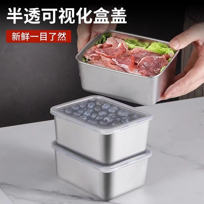 Stainless steel fresh-keeping box food grade commercial stall rectangular picnic box special multi-purpose box frozen picnic box