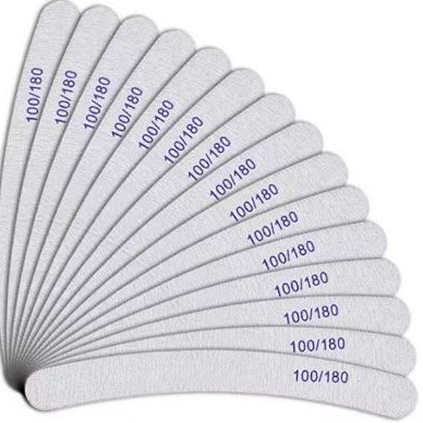 Оптовая продажа серой и белой пилки для ногтей, двусторонняя форма и полировка, инструмент для маникюра, терка не сыпется 100180