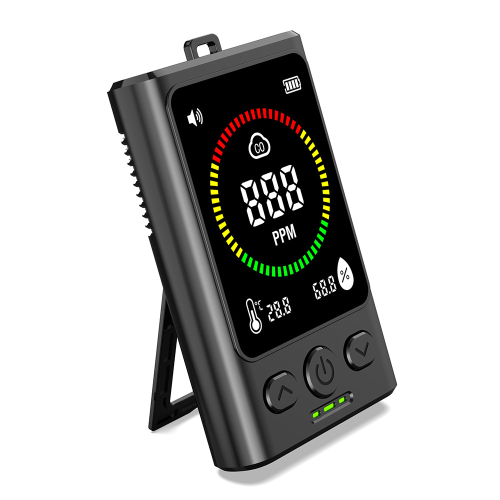 Cross-Border Mini Carbon Monoxide Detector Air Temperature Humidity Co Concentration Monitoring Three-In-One Portable Home Use