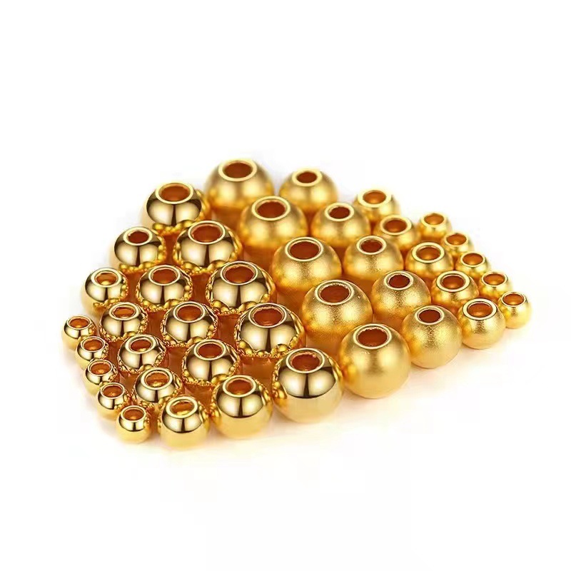 Gold 999 gold beads 3D hard gold transfer beads DIY gold beans 3d hard gold round beads pure gold wholesale