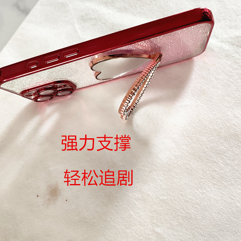 Love Mobile Phone Ring Buckle Holder Cosmetic Mirror Ins Mobile Phone Mirror Sticker DIY Mobile Phone Case Men and Women Portable Mirror Sticker