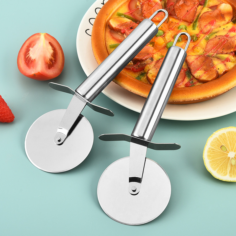 Производитель Нож для пиццы из нержавеющей стали Круглая трубка Ручка Одинарный колесный нож для пиццы Роликовый нож Нож для блинов Нож для пиццы