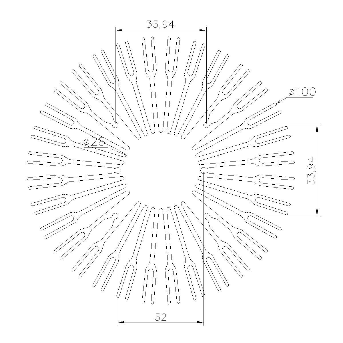 Diameter 100 Thickness 20mm Solid 28mm Led Radiator Led Heatsink