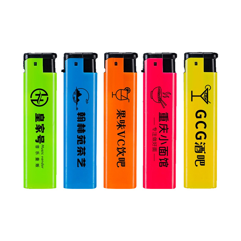 Windproof Blue Flame Lighter Custom Printing Logo Engraving Design Cheap Advertising Disposable Fire Durable
