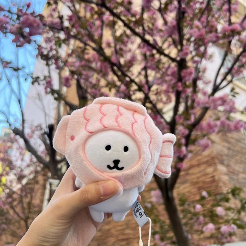 Sakura Taiyaki Headgear Bear Doll Toy Plush Doll Gift Pendant DIY Stall Display Cartoon