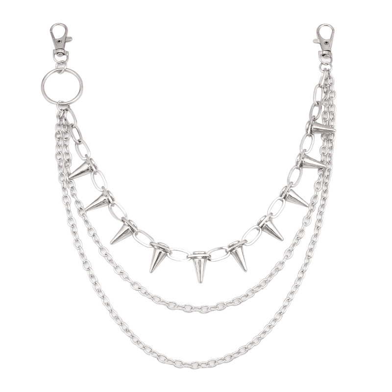 European and American Cross-Border Jewelry Hip-Hop Punk Metal Rivets Stage Performance Multi-Layer Waist Chain Dress up Jeans Accessories