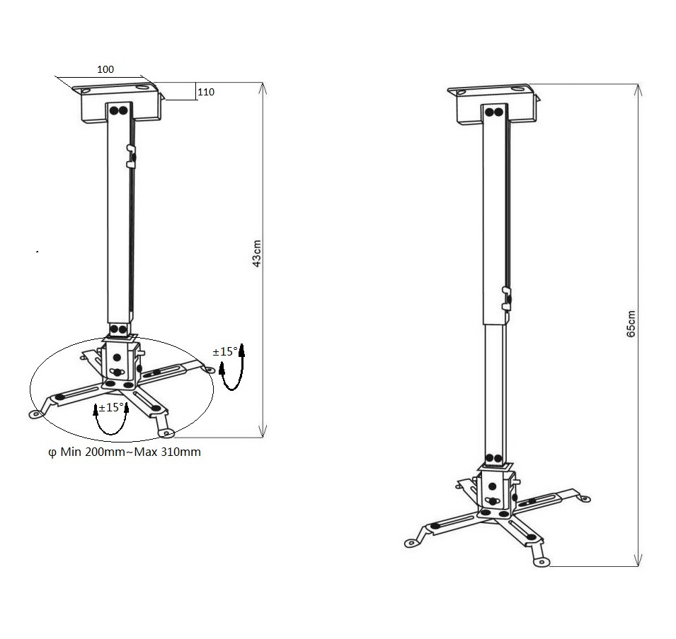 Factory direct thick telescopic projector hanger projector bracket projector hanger 43-65cm