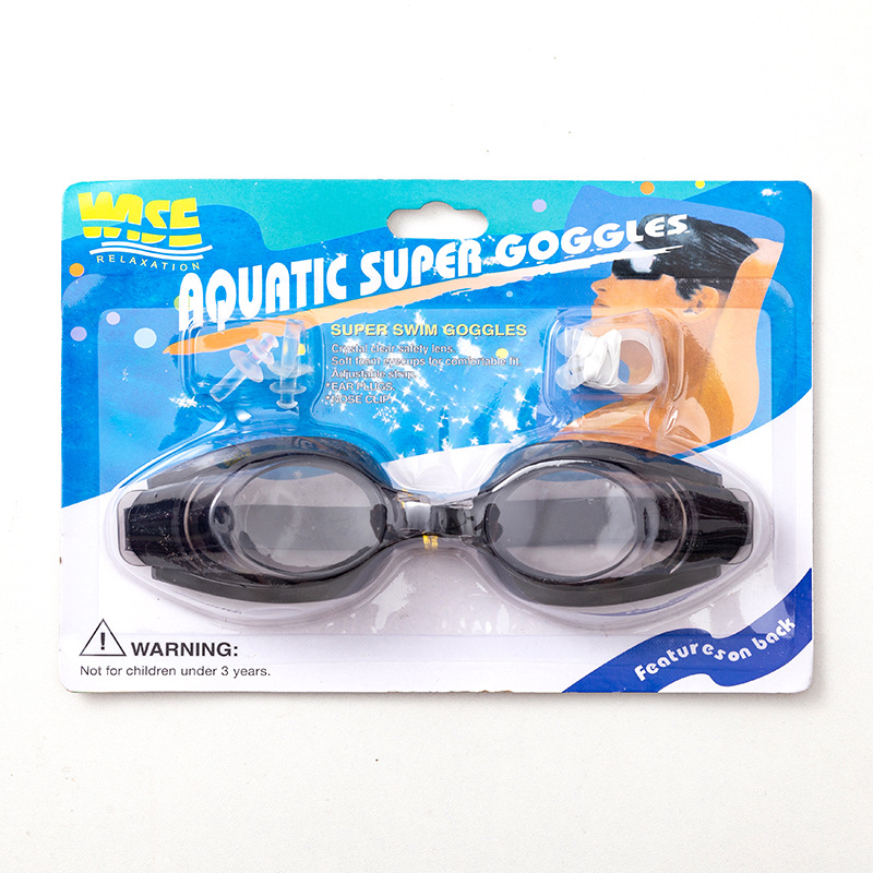 Factory in stock wholesale transparent swimming goggles diving waterproof adult children swimming goggles nose clip earplugs adjustable elastic