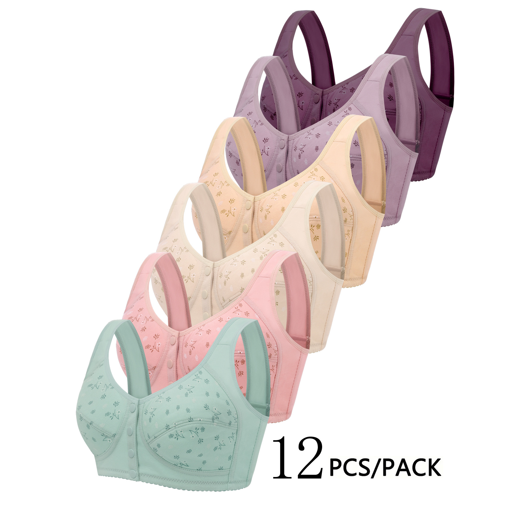 Cross-Border Middle-Aged and Elderly Bra Mother's Large Size Sports Bra Women's Wire-Free Large Size Vest Bra Elderly Thin Style