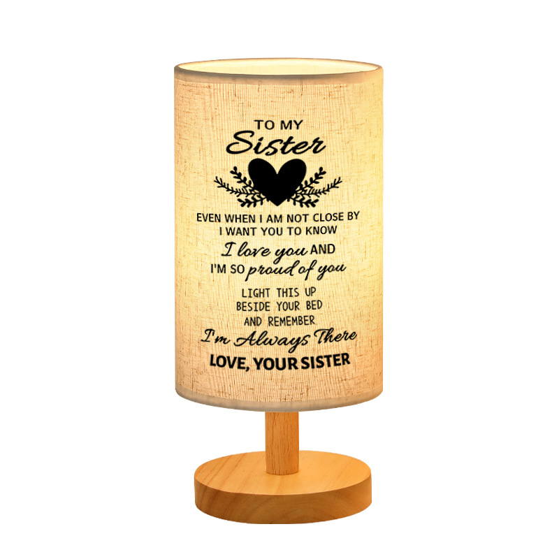 Nordic log cloth cover table lamp modern ins creative decoration bedroom USB charging remote control warm eye protection night light