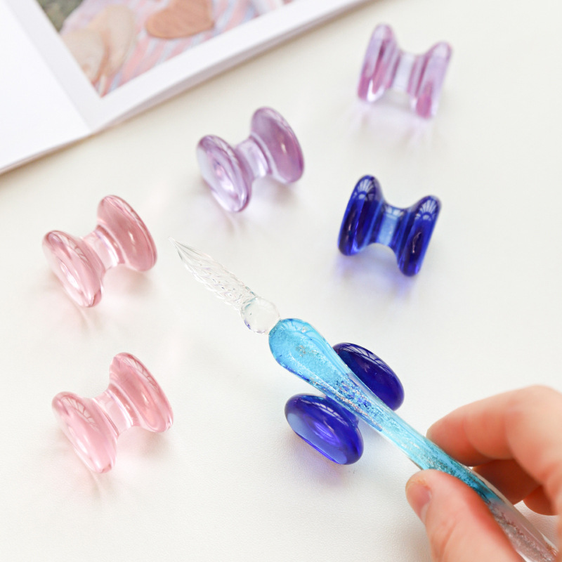 Creative cute semicircle pen holder desktop glass decoration living room desk home color mini pencil holder glass decoration