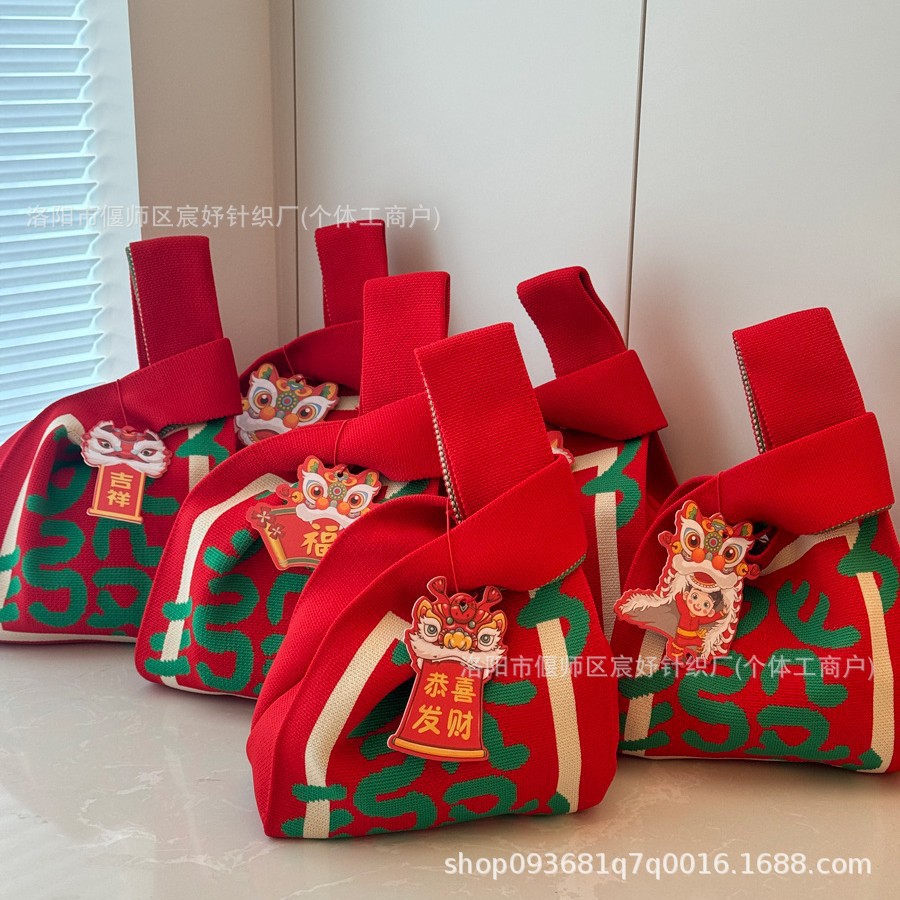 Новогодняя красная праздничная универсальная сумка из хурмы, женская удачная сумка Руй, модная сумка-тоут, сувенир