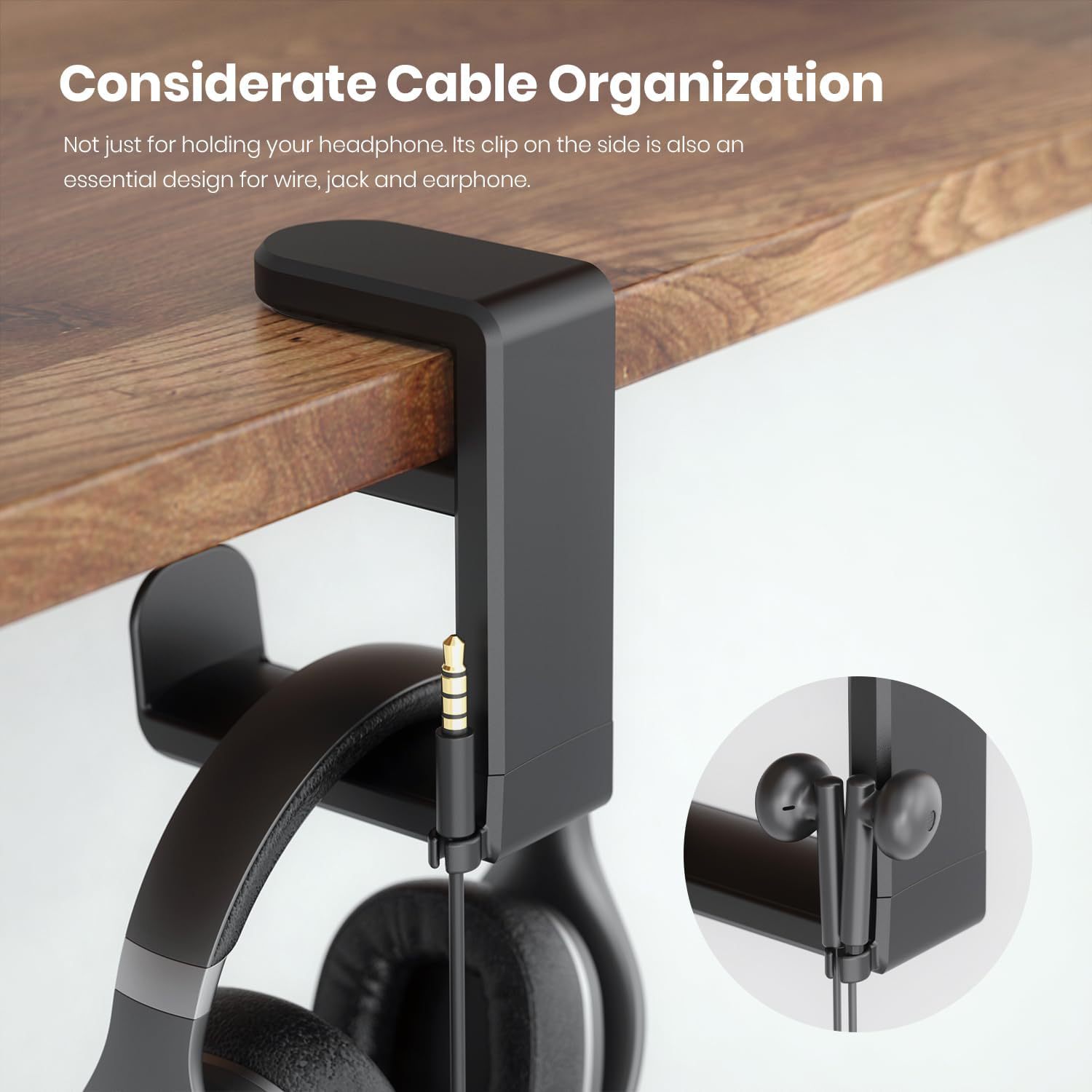 Private Mold Table Clip Hook Headset Ear Rack 360-degree Rotating Headset Bracket Hanger Storage Ear Rack